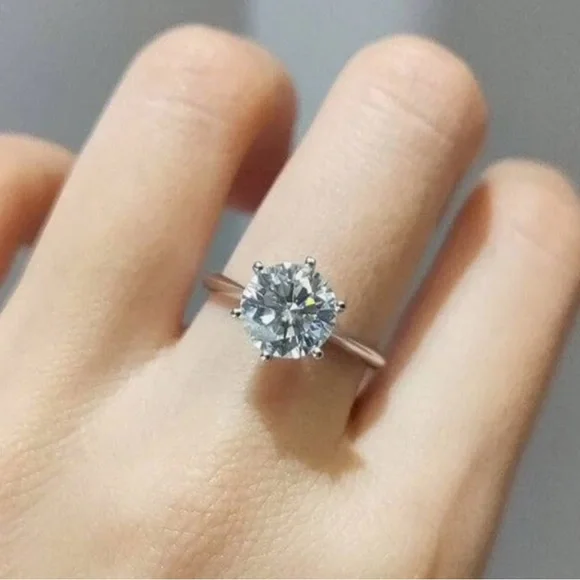 2 CT Round Cut Diamond Solitaire Ring - Picture 2 of 4